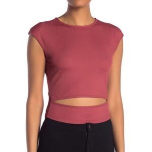 NSR Della Ribbed Cutout Crop Top size L
